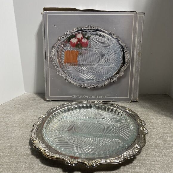Centurion Collection Silver plated Relish With Four Part Glass Liner Vintage - Picture 2 of 9